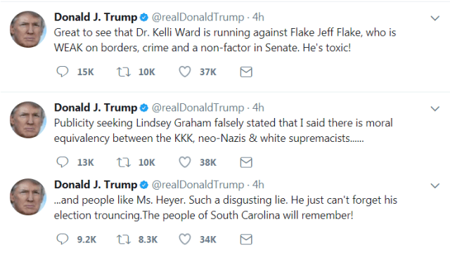 Trump tweets (Flake and Graham)